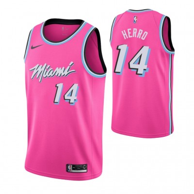 Nike Miami Heat #14 Tyler Herro Men's Pink NBA Swingman Earned Edition Jersey Men's